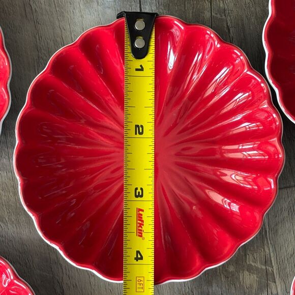 Set Of 7 Red Stoneware Horderve Pier 1 Imports Plates - Picture 5 of 6